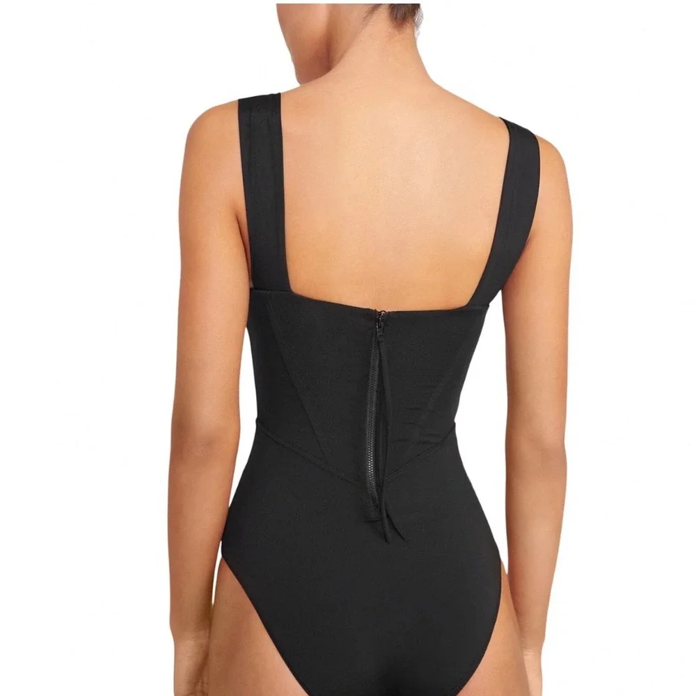 STAUD Adelaide One Piece Swimsuit Black Corset Boning S25R5103SJ New Size Medium